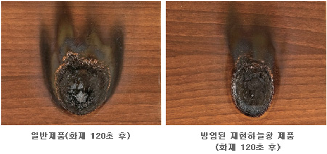 방염처리된 제품의 화재 실험
